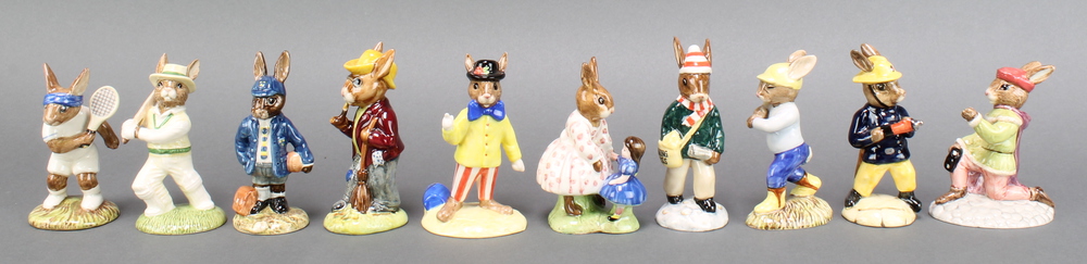 10 Royal Doulton Bunnykins figures - Ace DB42 4", Joker DB171 4", Romeo DB284 4", Fireman DB75 4",