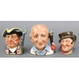 3 Royal Doulton character jugs - Sam Weller 3" with A mark, Guardsman D6575 4" (head f and r) and "