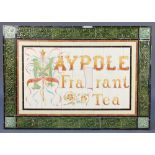 A 20th Century rectangular tiled panel marked Maypole Fragrant Tea 30"h x 43"w A section of 3"