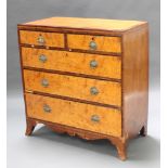 A George III satinwood and crossbanded mahogany chest of 2 short and 3 long graduated drawers,