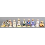 10 Royal Doulton Bunnykins figures - Queen Genevieve DB302 4", Uncle Sam DB50 42, Trumpet Player