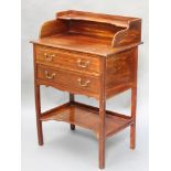 An Edwardian mahogany wash stand with raised back and three-quarter gallery, fitted 2 long drawers