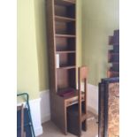 A SISKO TALL LIBRARY BOOKCASE AND CHAIR, 260 cm high x 55cm wide x 60cm deep.