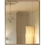 A CONTEMPORARY COMPARTMENTED WALL MIRROR, with oak frame, 153cm (h) x 123 cm (w)