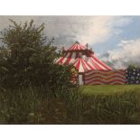 Martin Gale b.1949 THE AMERICAN CIRCUS Oil on board, 6" x 8" (15 x 20 cm), signed. Provenance;