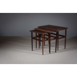 A ROSEWOOD NEST OF TABLES, DANISH 1960s, on tapering legs, 58.5cm (w) x 37cm (d) x 48cm (h)