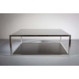 A CONTOURS SQUARE COFFEE TABLE, BY DIDIER GOMEZ FOR LIGNE ROSET, 2008, in ebony stained oak, with