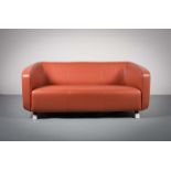 A ROLF BENZ SOFA, CONTEMPORARY, on steel tapering legs, bearing makers label, 185cm (w) x 86cm (d) x