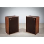 A PAIR OF VINTAGE UPRIGHT SPEAKERS, 58.5 cm (h) x 40cm(w)