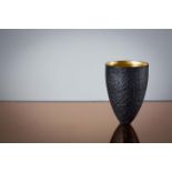 Emmet Kane VESSSEL OF GOLD Ebonised Irish Burr Oak with gold leaf, 18cm (h) x 12cm (w)