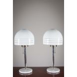 A PAIR OF CHROME TABLE LAMPS, ITALIAN, each 65cm high