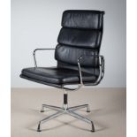 THE EA216 SOFT PAD EXECTIVE CHAIR, BY CHARLES AND RAY EAMES FOR VITRA, bearing label