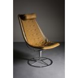 THE JETSON 66 CHAIR, BY BRUNO MATHSSON FOR BRUNO MATHSSON INTERNATIONAL, in tan leather on chrome