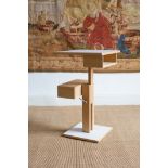 A SCULPTURES JEUX TABLE NUIT, in oak and white, 43 cm x 43cm x 73cm (h) (adjustable height)