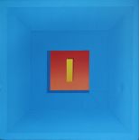 Francis Tansey, b.1959 YELLOW ON RED Arcylic on canvas, 19 3/4" x 19 3/4" (50 x 50 cm), signed