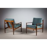 A FINE PAIR OF ROSEWOOD MODEL 118 EASY CHAIRS, DANISH 1960s, BY GRETE JALK FOR FRANCE & SONS, each