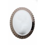 A SCALLOPED OVAL WALL MIRROR, ITALIAN, 77cm x 64cm