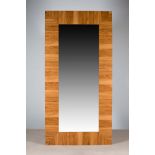 A WALNUT VENEERED UPRIGHT WALL MIRROR, CONTEMPORARY, 200cm x 99cm