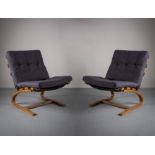 A PAIR OF EASY CHAIRS, DANISH, the uphol