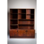 A ROSEWOOD BOOKCASE, DANISH, the open sh