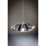 A BRUSHED METAL HANGING PENDANT LIGHT