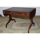 A GEORGIAN MAHOGANY SOFA TABLE, with ro