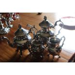 A FOUR PIECE SHEFFIELD PLATED TEA SET, c