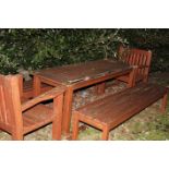 A quantity of wooden garden furniture