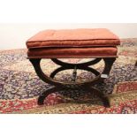 A REGENCY MAHOGANY RECTANGULAR STOOL, wi