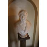 A WHITE MARBLE BUST OF A GENTLEMAN, head