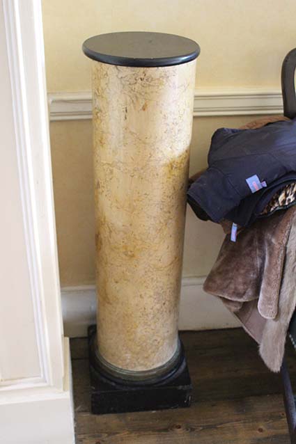 A PAIR OF SIENNA MARBLE COLUMNS, with ci