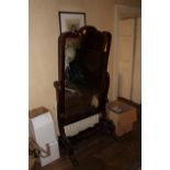 A LARGE VICTORIAN MAHOGANY CHEVAL MIRROR