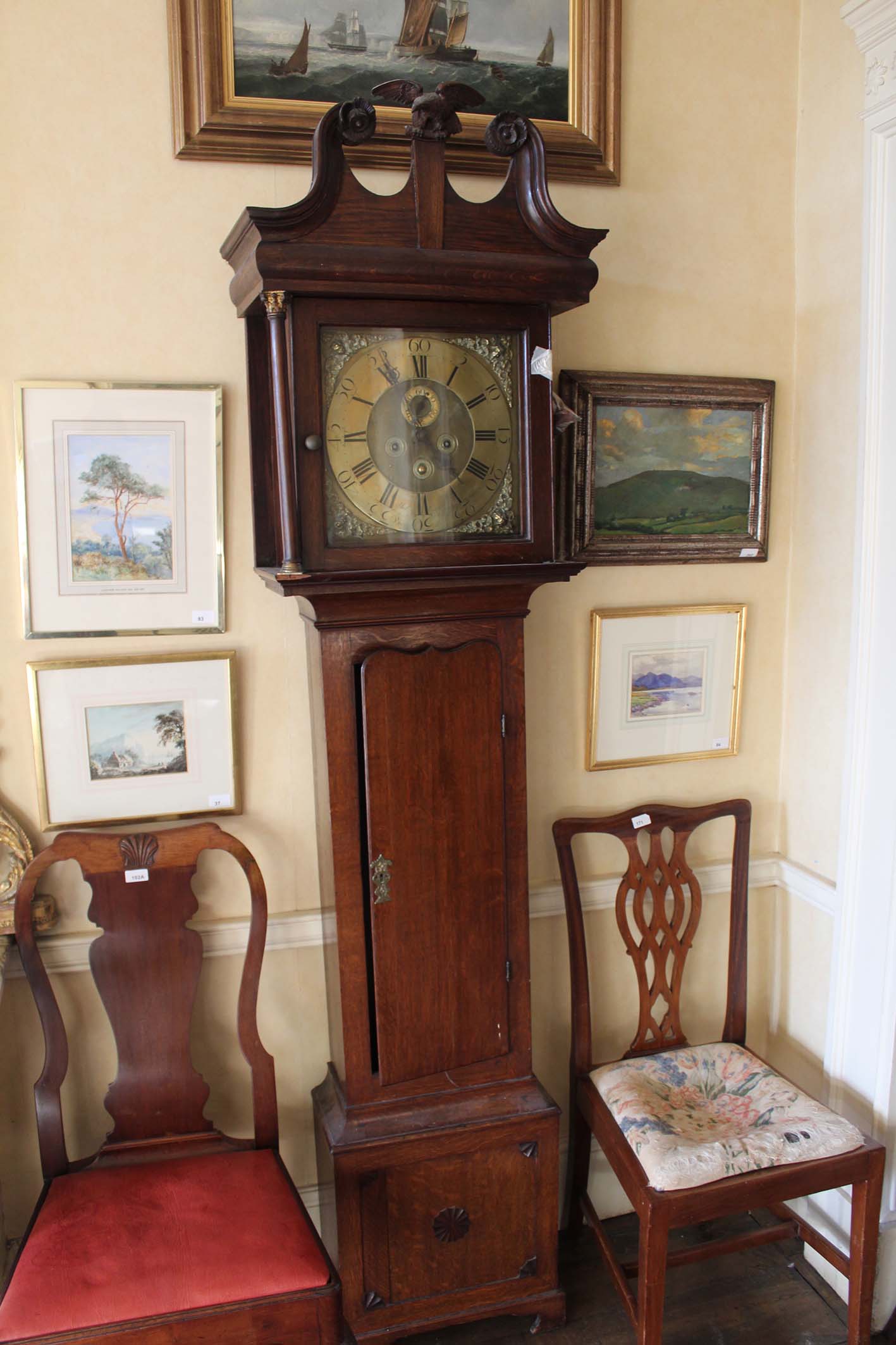 An Georgian oak framed longcase clock, t