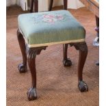 A MAHOGANY GEORGIAN STYLE PIANO STOOL, o