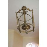 A BRASS HALL LANTERN, modern