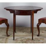 A GEORGIAN MAHOGANY OVAL PEMBROKE TABLE,