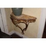 A GILTWOOD CONSOLE TABLE, with marble to