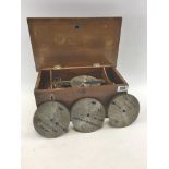 A LATE VICTORIAN POLYPHON DISC MUSICAL BOX with nine 41/2 discs in a rectangular stained beech case