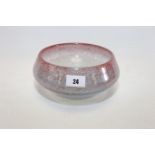A 20TH CENTURY CIRCULAR VASART BOWL with white/red flecket inclusions, acid etched mark,