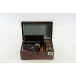 A 19TH CENTURY RECTANGULAR BURR MAPLE SNUFF BOX, a misers PURSE, a plated PILL BOX,