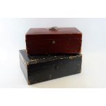 A VICTORIAN RED LEATHER DEED BOX with brass carrying handle by DREW & SONS, Piccadilly,