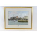 LEN BRIDGES, SUFFOLK SCHOOL, watercolour entitled Harwich Harbour, signed, 9 1/2 ins x 13 3/4 ins,