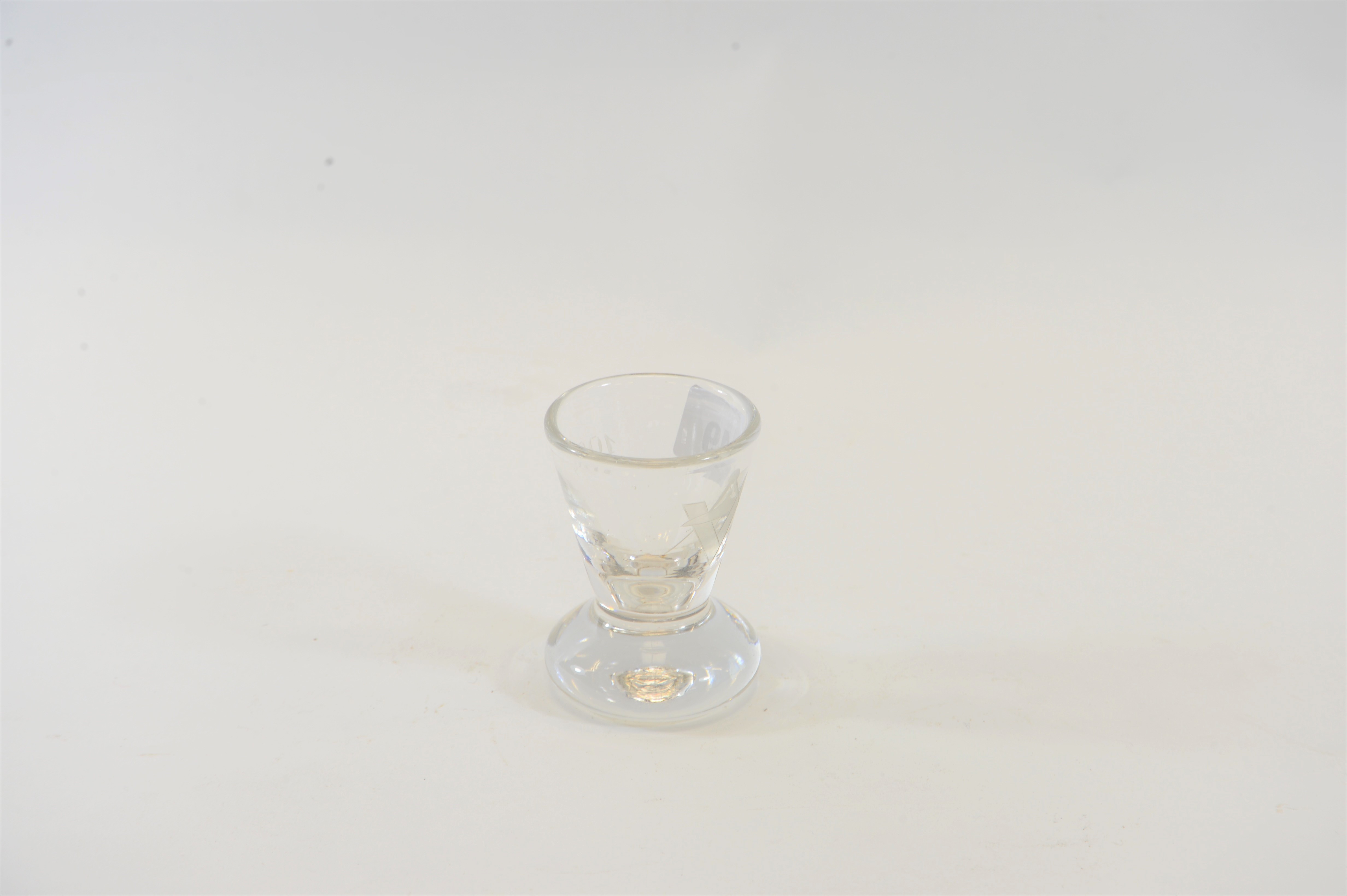 A MASONIC FIRING GLASS with engraved compass and square, Lodge No 1024, 3 1/2 ins high.