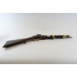 A MID 19TH CENTURY ITALIAN PERCUSSION COACHING STYLE GUN with double brass banded single barrel and