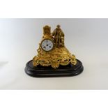 JAPY FRERES, a 19th Century gilt spelter CLOCK with figure adorned case,