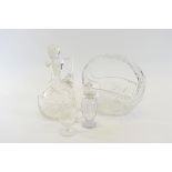 A LATE VICTORIAN/EDWARDIAN OVOID CUT-GLASS CLARET JUG AND STOPPER,