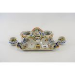 A FRENCH ROUEN FAINCE WARE INKWELL,