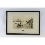 WILLIAM LIONEL WYLIE, British, 1851-1931, etching entitled "Sea scouts at Portsmouth", signed,