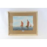 LEN BRIDGES, SUFFOLK SCHOOL, WATERCOLOUR entitled "MIROSA PORTLIGHT & VICTOR PASSING HARWICH",