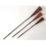 Coaching : three graduated coaching horns , made of copper with braized joints, 42 1/2 long ,